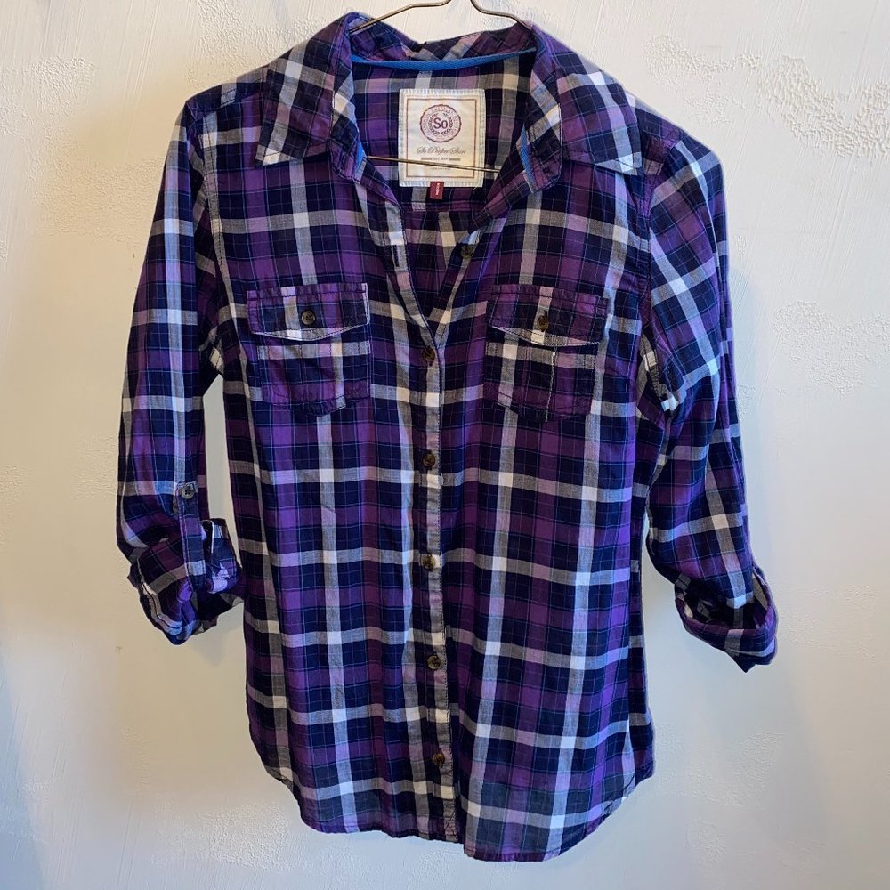 Purple checkered flannel